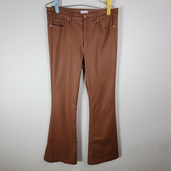 Sofía Vergara Jeans Melisa Flare Pants Size 14 Brown Stretchy Viscose Blend - Picture 1 of 12